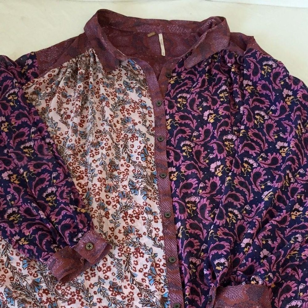 Free People Mixed Print Dani Button-Down Top - Picture 3 of 6